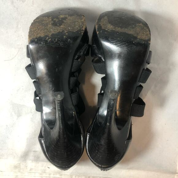 Carlos by Carlos Santana Black Leather Entice Bandage Caged Heels Size 9 - Picture 10 of 11